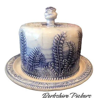 Antique Majolica Fern Ironstone Cheese Dome Keeper Marked With Crown And M-C • $275