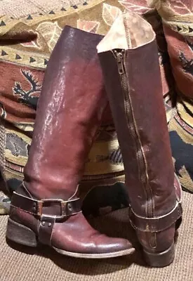 Freebird Philly 18” Tall Riding Knee Full Zip Boots Distressed Rust Women’s Sz 8 • $98