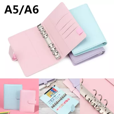 A6/A5 PU Artificial Leather Notebook Binder Loose Leaf Binder Refillable 6 Ring • $18.95