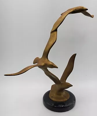 Curtis Jere Style Brass Birds In Flight MCM Sculpture Marble Base • $59.99