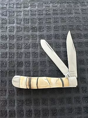 2020 Custom Trapper Knife Exotic Fossil Mammoth Handle COA • $110