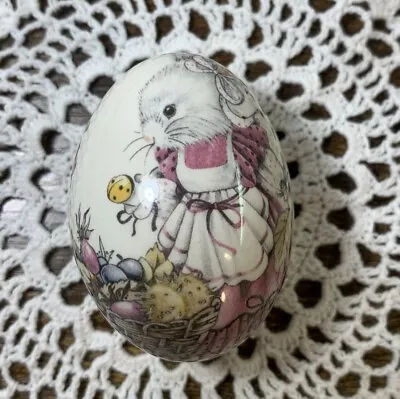 Vintage The Egg Lady Decorative Porcelain Egg W/Bunny And Basket • $9.95