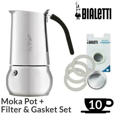 £44.03 • Buy Bialetti Kitty 10 Cup Italian Stovetop Espresso Coffee Maker & Filter Gasket Set