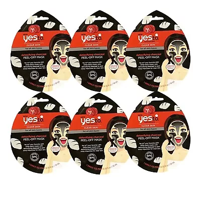 YesTo Tomatoes Clear Skin Detoxifying Charcoal Peel-Off Mask Single Use LOT OF 6 • $8.75