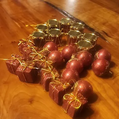 Vintage Ornaments Miniature Drums Presents Balls Sparkly Penco? Lot Of 27 • $13.49