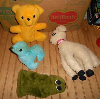 Vtg Plush Lot Yellow Bear Lamb Cuddly Toys Douglas Sea Lion Hand Puppet • $9.99