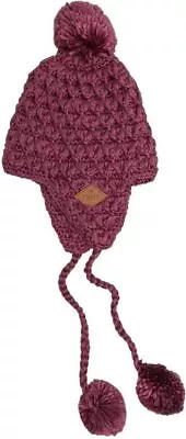 New Neff Women's Amy Cable-Knit Earflap Beanie With Pom Maroon One Size  • £13.89