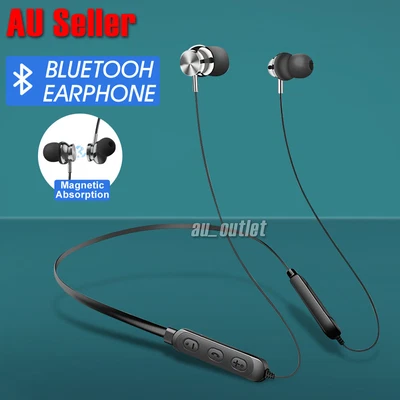 $11.95 • Buy Magnetic Wireless Bluetooth Headset Neckband Earphones Headphones With Mic