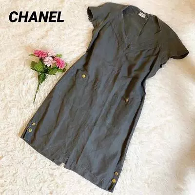 Chanel Linen Shirt Dress Camellia Vintage • $242.93