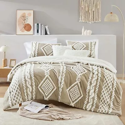 Geniospin Queen Comforter Set Soft Sherpa Comforter Set For Queen Size Bed Jac • $54.73