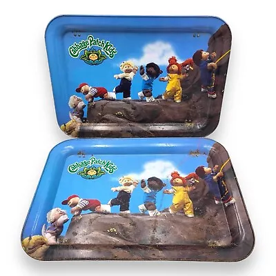 Vintage Cabbage Patch Kids TV Snack Metal Tray With Folding Legs 1985 Lot Of 2 • $17.89