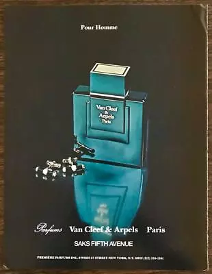 1979 Van Cleef & Arpels Paris Cologne Pour Homme PRINT AD Saks Fifth Avenue • $9.85