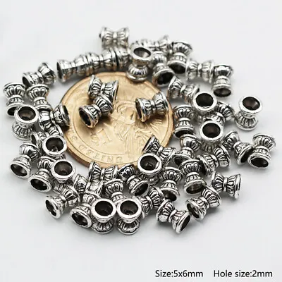 50pcs Tibetan Silver Metal Alloy Charms Loose Spacer Beads Jewelry Making DIY • $2.99