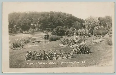 Mankato Minnesota~Flower Beds In Sibley Park~Edge Of Forest Beyond RPPC 1920s • $9