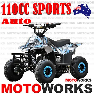 $949 • Buy MOTOWORKS 110CC Sports Auto ATV QUAD Dirt Bike Gokart 4 Wheeler Buggy Kids BLUE