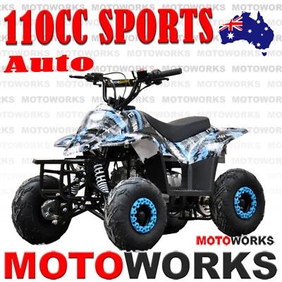 $949 • Buy MOTOWORKS 110CC Sports Auto ATV QUAD Dirt Bike Gokart 4 Wheeler Buggy Kids BLUE