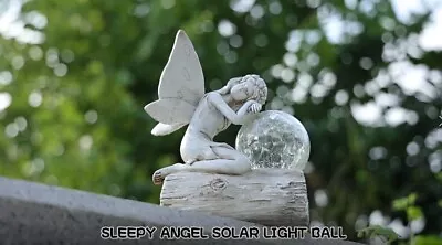 Garden Ornaments Solar Cherub Fairy Angel Figurine Colourful Statue 22 Cm Tall • £14.95