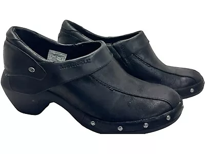 Merrell Black Leather Luxe Wrap Slip-on Comfort Clogs - Women's 6 • $24.47