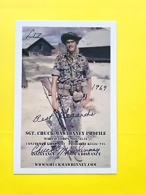 Charles Mawhinney Vietnam USMC Sniper 103 Kills Signed 4x6 Photo   Liz • $34.99