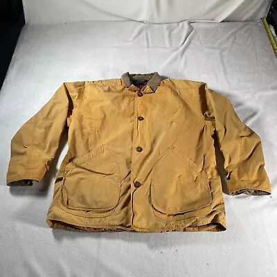 Vintage J Crew Jacket Mens Extra Large Yellow Flannel Lined Chore Barn Coat • $59.99