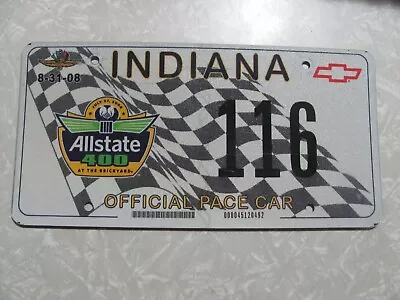 2008 Indianapolis BRICKYARD 400 Pace Car INDIANA LICENSE PLATE FREE SHIPPING • $45.57