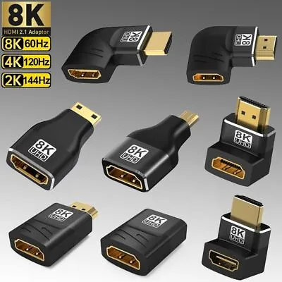 Right Angle AF-AM Male To Female Extender 60HZ HDTV 8K HDMI-compatible Adapter • $7.89