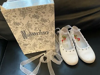 Naturino White Girl's Shoes Calf Leather Size 26 UK 8J Bridesmaid Exquisite! • £25