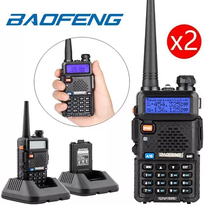 $87.71 • Buy 2PCS BF UV-5R Walkie Talkie VHF/UHF 2 Way Radio 128CH Dual Band & Earphone