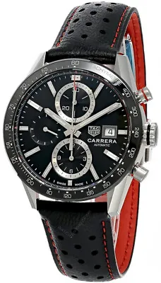 TAG HEUER Carrera AUTO CHRONO 41MM LTHR Watch CBM2110.FC6454 • $4365