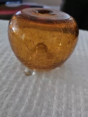 Vintage Round Hand Blown Amber Glass  • $15.99