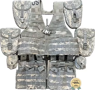 MOLLE II US Army Tactical Vest Bundle W/ 10 Pouches! Support Infantry Kit! ACU • $20