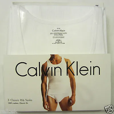 3 Calvin Klein Sizes: S M L Xl Xxl Mens Cotton White Tank Top T-shirt Undershirt • $34.90