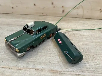 Vintage Dick Tracy Car Wired Remote Control Green Chevy Tin 1949 Line Mar Japan • $33