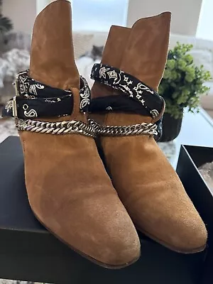Amiri Mens Boots Bandana Rocker Motto Italy Leather Suede Tan Brown Women’s 10 • $295