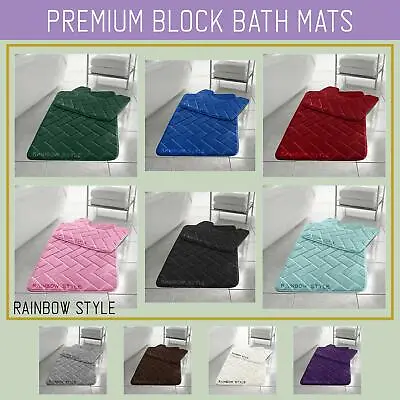 £11.99 • Buy Blocks Memory Foam Bath Mat Set 2PCS Non Slip Pedestal Toilet Bathroom Rug Set