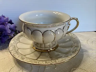 Meissen Coffee Cup & Saucer Set White X Gold Interior Antique Tableware • $305