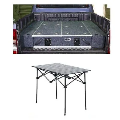 $517.95 • Buy Titan 1300mm Ute Drawer System + Wings + Kings Aluminium Roll-Up Camping Table