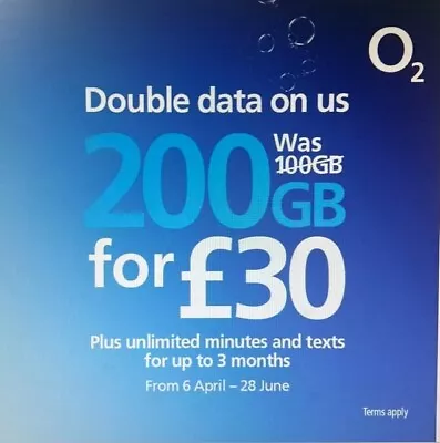 NEW O2 150GB Bundle Iphone Samsung Sim Card Pay As You Go Micro Nano 2 FOR 99P • £0.99