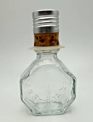 Vintage Octagon Thick Clear Glass Bottle With Cork And Metal Screw Top Cap • $10.94