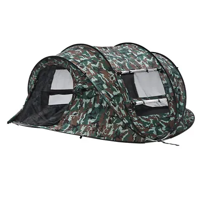 3-4 Man Pop Up Camping Tent Hiking Outdoor Tent 2 Window 2 Door Floor Waterproof • £59.99