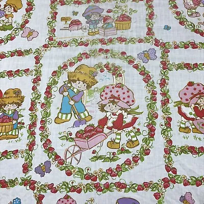 Vintage 1980 Strawberry Shortcake Fitted Twin Bed Sheet American Greetings • $18.39