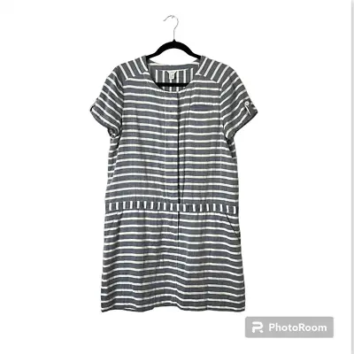 J. Crew Striped Short Sleeve Chambray Mini Dress Size 10 • $25