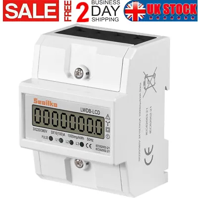 £24.86 • Buy 3 Phase 4 Wire LCD Digital Electric Energy Meter For DIN Rail 3x230/380V 10-100A
