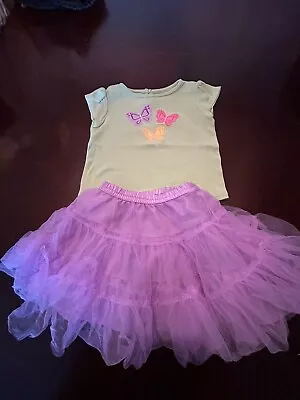 Gymboree Butterfly Blossoms Butterfly Tee  Purple Tulle Tutu Skirt Set Outfit • $39.99
