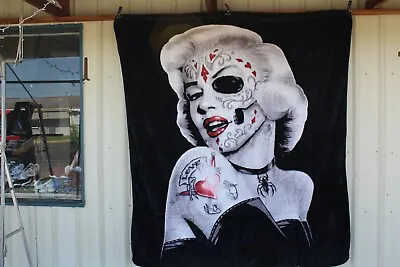 Marilyn Monroe Zombie Tattoo Spider Day Of The Dead Queen Size Blanket Bedspread • $59.10