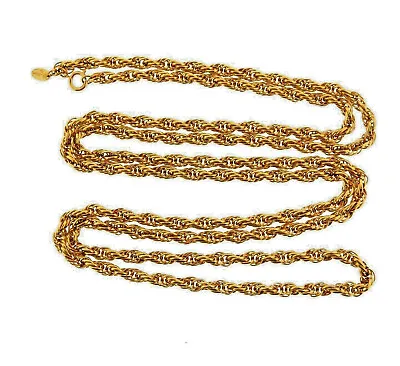 Vintage Vendome Rope Chain Necklace Gold Tone 7 Mm 56  • $64.39