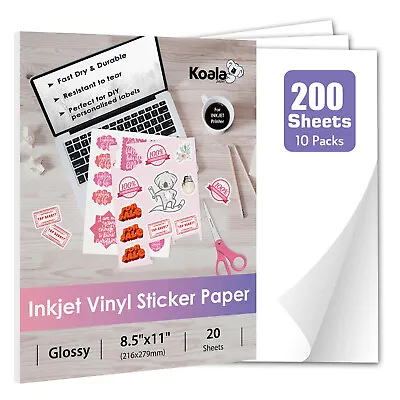 200 Bulk Koala Printable Vinyl Sticker Paper Glossy Waterproof For Inkjet Cricut • $55.99