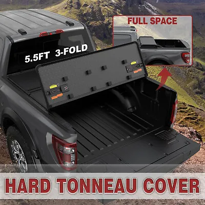 5.5FT Hard Tonneau Cover For 2015-2023 Ford F-150 Truck Bed W/Lamp Tri-Fold • $385.79