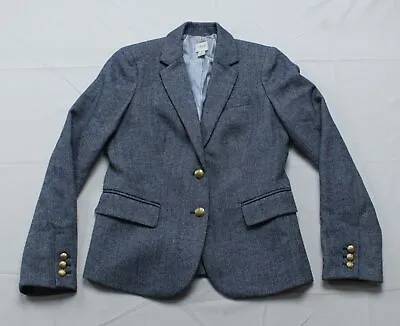 J.Crew Women's Herringbone Wool-Blend Schoolboy Blazer BE5 Navy Ivory Size 0 NWT • $101.99