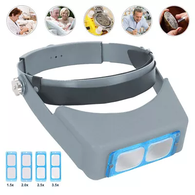 £14.55 • Buy Adjustable Headband Magnifier 4 Lens Head Magnifier Hands Free Magnifying Glass